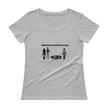画像をギャラリービューアに読み込む, Ladies' Scoopneck T-Shirt #AlohaSocialDistancing Series White - ALOHA GIRL STYLE