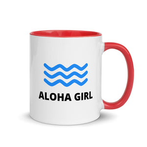 Mug with Color Inside ALOHA GIRL STYLE WAVE 4 Colors (Yellow/Red/Blue/Black) - ALOHA GIRL STYLE