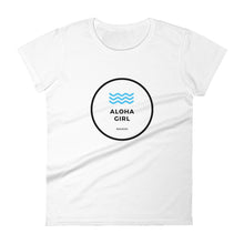 画像をギャラリービューアに読み込む, Women's short sleeve t-shirt Aloha Girl Style Wave White - ALOHA GIRL STYLE