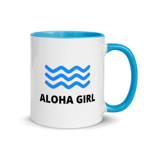 Mug with Color Inside ALOHA GIRL STYLE WAVE 4 Colors (Yellow/Red/Blue/Black) - ALOHA GIRL STYLE