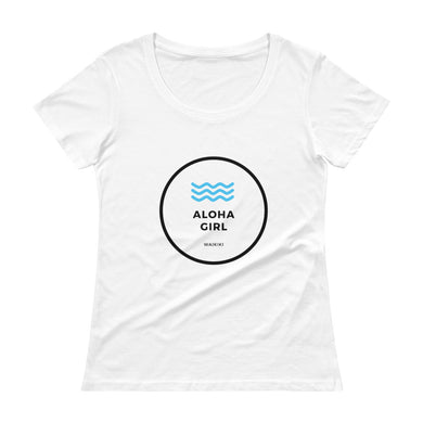 Ladies' Scoopneck T-Shirt ALOHA GIRL STYLE WAVE - ALOHA GIRL STYLE