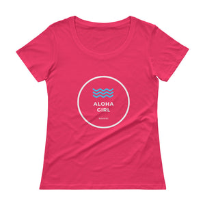 Ladies' Scoopneck T-Shirt ALOHA GIRL STYLE WAVE Various Colors - ALOHA GIRL STYLE