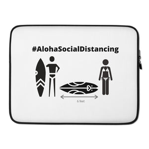 Laptop Sleeve #AlohaSocialDistancing White - ALOHA GIRL STYLE