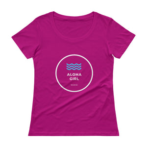 Ladies' Scoopneck T-Shirt ALOHA GIRL STYLE WAVE Various Colors - ALOHA GIRL STYLE