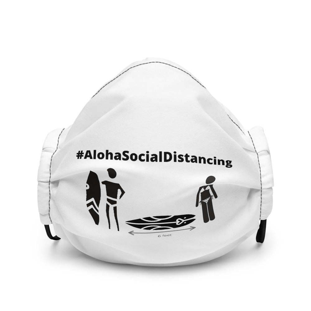 Face mask #AlohaSocialDistancing Series White - ALOHA GIRL STYLE