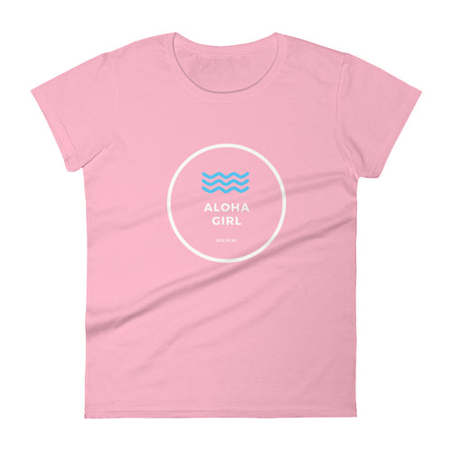 Women's short sleeve t-shirt Aloha Girl Style Wave Various Colors - ALOHA GIRL STYLE