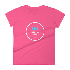 Women's short sleeve t-shirt Aloha Girl Style Wave Various Colors - ALOHA GIRL STYLE