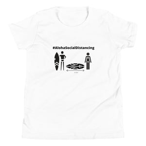 Youth Short Sleeve T-Shirt #AlohaSocialDistancing Series White/Grey - ALOHA GIRL STYLE