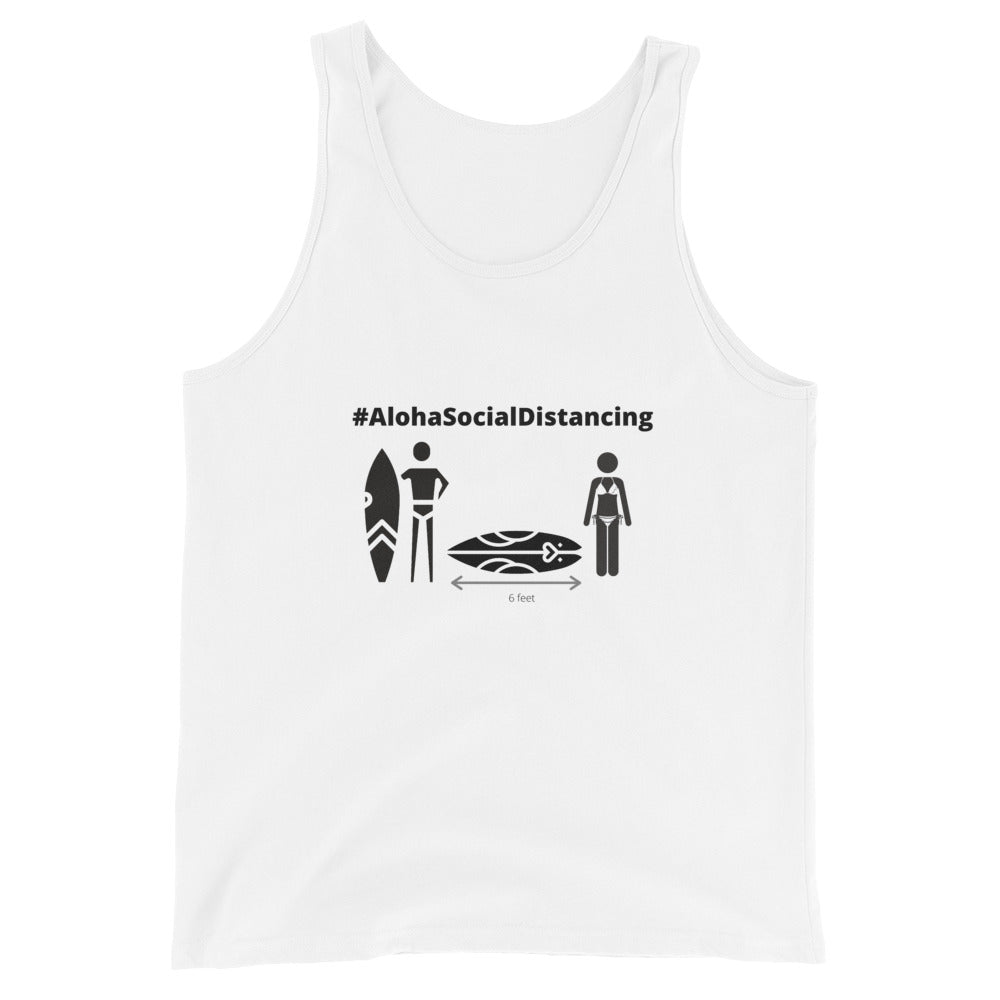 Unisex Tank Top #AlohaSocialDistancing Series White - ALOHA GIRL STYLE