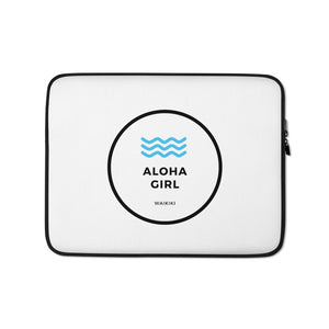 Laptop Sleeve Aloha Girl Style Wave White - ALOHA GIRL STYLE