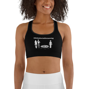 Sports bra #AlohaSocialDistancing Series Black - ALOHA GIRL STYLE