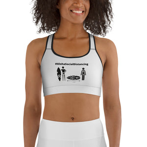 Sports bra #AlohaSocialDistancing Series White - ALOHA GIRL STYLE