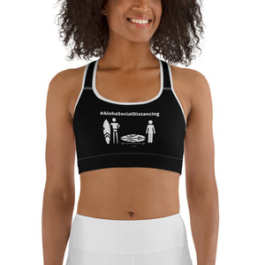 Sports bra #AlohaSocialDistancing Series Black - ALOHA GIRL STYLE